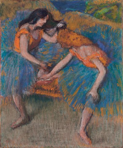 Två dansare med gula korsager, c.1902 av Edgar Degas