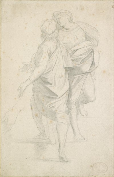 Två figurer som står på en trappa, efter Raphael, c1853-54 av Edgar Degas