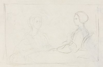 Två sittande kvinnor ago, 1856-1860. av Edgar Degas