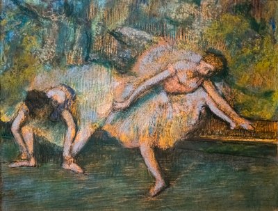 Två dansare. Omkring 1900. Pastell på papper på kartong. av Edgar Degas