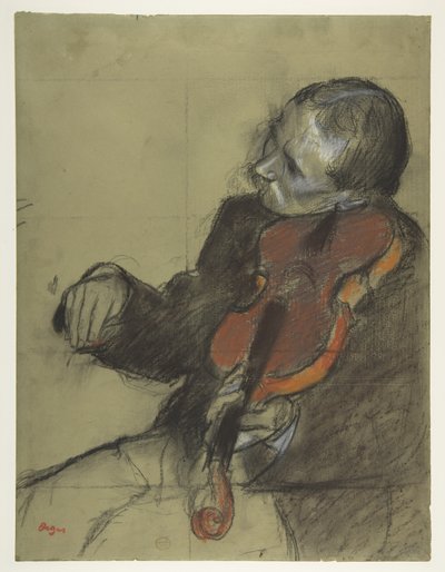 Violinist, studie till "Danslektionen" av Edgar Degas