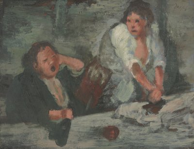 Tvätta kvinnor (olja på panel) av Edgar Degas