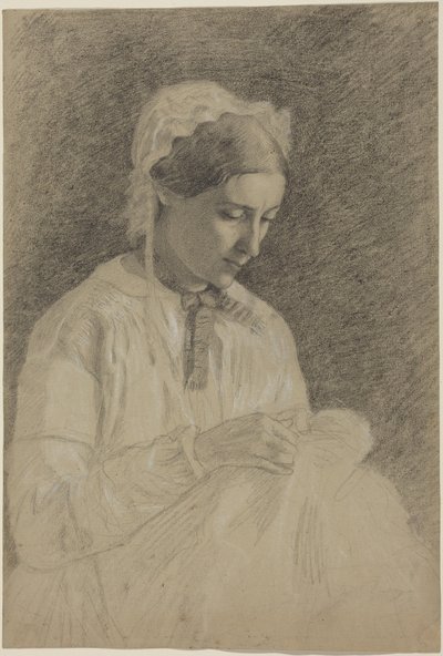 Broderande kvinna av Edgar Degas