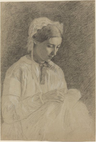 Kvinna broderar, 18551860. av Edgar Degas