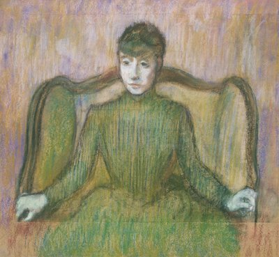 Kvinna som sitter i en fåtölj, ca 1864 (pastell) av Edgar Degas