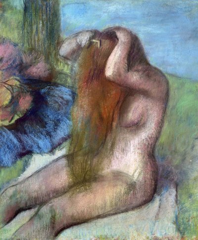 Kvinna som gör sitt hår, ca 1895 (pastell) av Edgar Degas