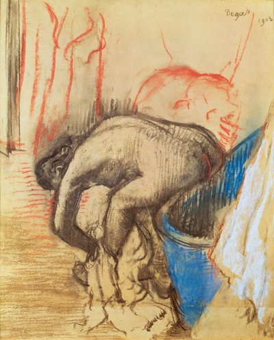 Kvinna som torkar hennes vänstra ben av Edgar Degas