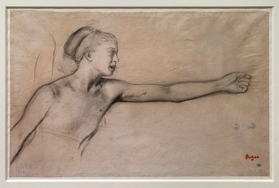 Ung spartansk tjej (studie för "Little Spartan girls provocing boys"). Omkring 1860-1862. Svart penna, grafit, blandningar på kalkerpapper. av Edgar Degas