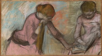 Unga flickor tittar på ett album, ca 1884 (pastell på papper på kort) av Edgar Degas