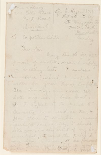 Brev till tidningstävlingsredaktör, 1914-18 av Edgar Fryer