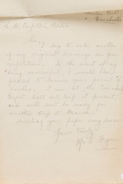 Brev till en tidningstävlingsredaktör, 1917 av Edgar Fryer