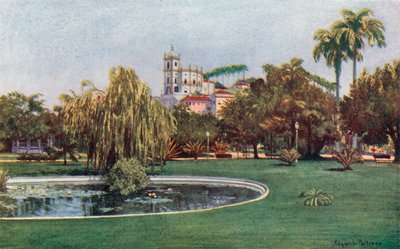 Ett hörn av Praca da Gloria (färg litho) av Edgar L. Pattison