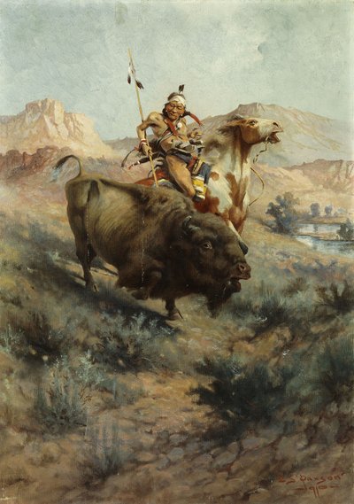 Indian och Buffalo, 1891 av Edgar Samuel Paxson