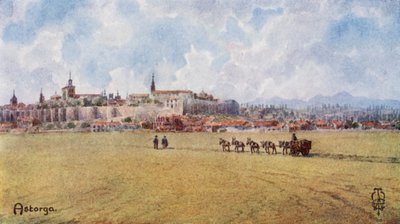 Norra Spanien: Astorga, från sydost (färg litho) av Edgar T. A. Wigram