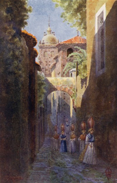 Norra Spanien: Caceres, inom de gamla stadsmurarna (färg litho) av Edgar T. A. Wigram