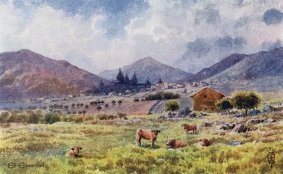 Norra Spanien: Escorial, från öst (färg litho) av Edgar T. A. Wigram