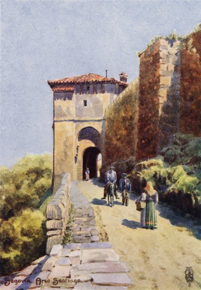 Norra Spanien: Segovia, Arco Santiago (färg litho) av Edgar T. A. Wigram