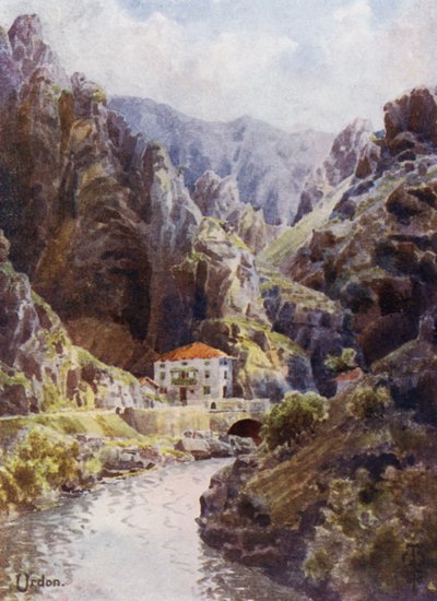 Norra Spanien: Deva Gorge, Urdon (färg litho) av Edgar T. A. Wigram