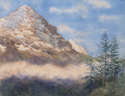 Eiger och Schneehorn (akvarell med gouache på papper) av Edith A. Paine