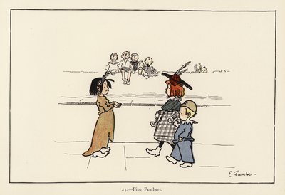 Fina fjädrar (färg litho) av Edith Farmiloe
