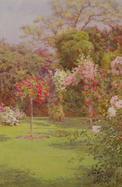 En rosenträdgård (akvarell på papper) av Edith Helena Adie