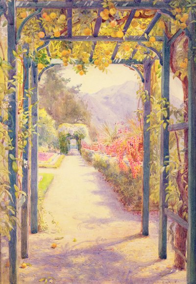 En italiensk pergola (akvarell på papper) av Edith Helena Adie