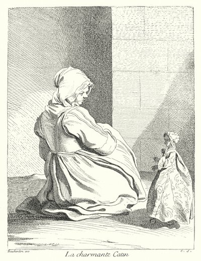 Den charmiga prostituerade (gravyr) av Edmé (after) Bouchardon