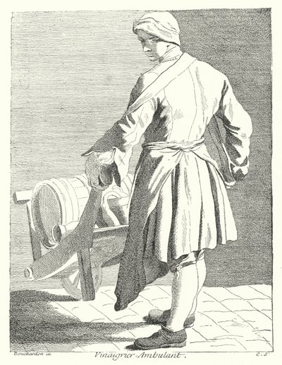 Resande vinägerförsäljare (gravyr) av Edmé (after) Bouchardon