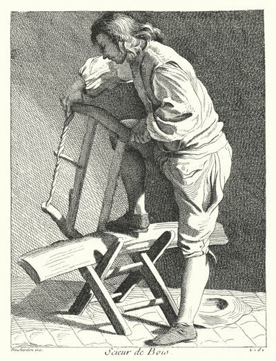 Wood Sawyer (gravyr) av Edmé (after) Bouchardon