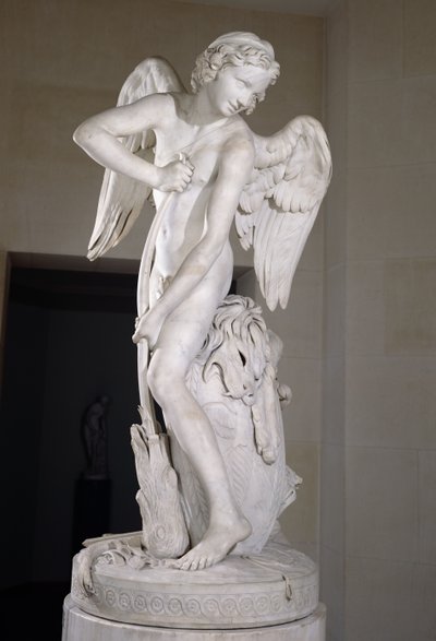 Amor som skär ut sin båge ur Herkules klubba, 1747-50 (marmor) (se även 234450) av Edmé Bouchardon