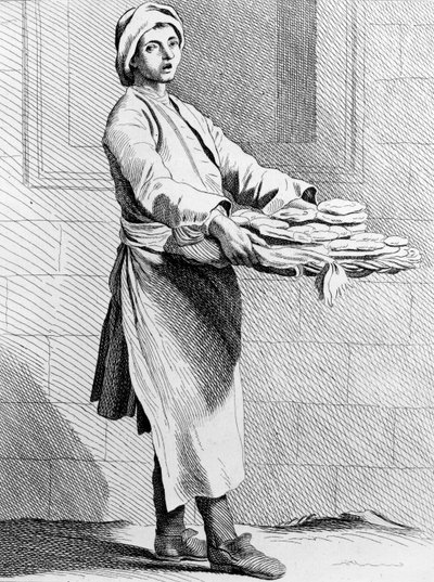 Hot Pies, 1737, graverad av Franska skolan (1700-talet) av Edmé Bouchardon