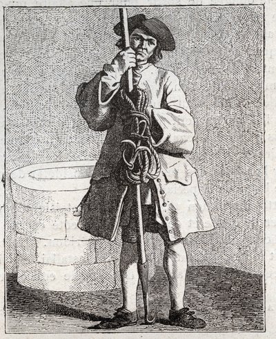 Brunnsrenaren - Pepetit metier de Paris (Studier tagna i det nedre folket, eller krisen i Paris) - gravyr av Edme Bouchardon (1698-1762) av Edmé Bouchardon
