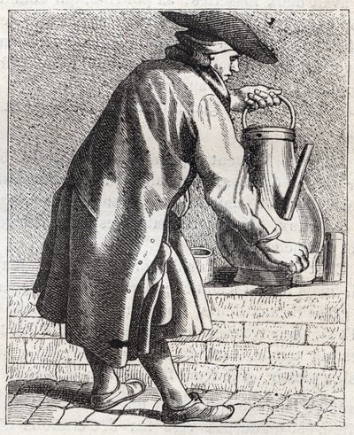Kaffehandlaren - Pepetit metier de Paris (Studier tagna i det lägre folket eller Paris kris) - gravyr av Edme Bouchardon (1698-1762) av Edmé Bouchardon