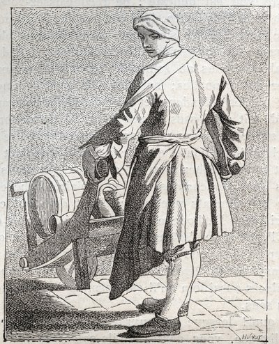 Vinägerhandlaren - Pepetit metier de Paris (Studier tagna i det lägre folket eller Paris kris) - gravyr av Edme Bouchardon (1698-1762) av Edmé Bouchardon