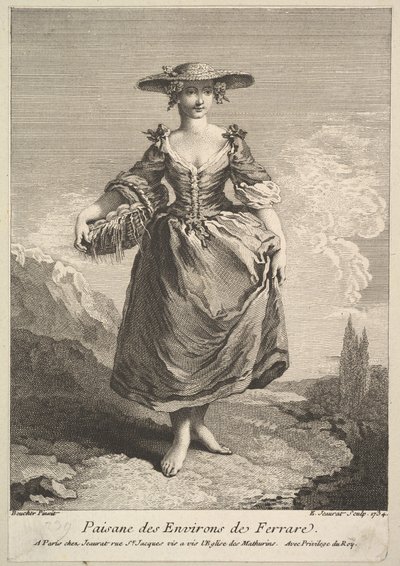 Bondekvinna från Ferrara runt, 1734. av Edme Jeaurat