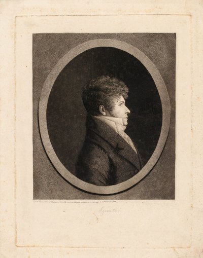 Porträtt av dirigenten och kompositören Gaspare Spontini 1774-1851. av Edme Quenedey