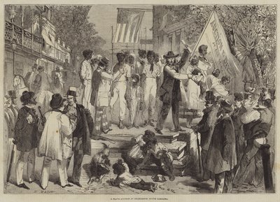 En slavauktion i Charleston, South Carolina (gravyr) av Edmond (after) Morin