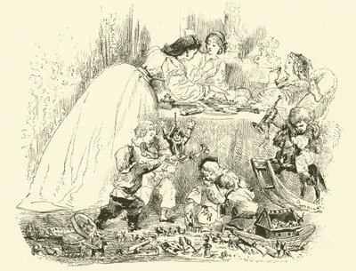 Scener av det parisiska livet: barns nyårsdag (gravyr) av Edmond (after) Morin