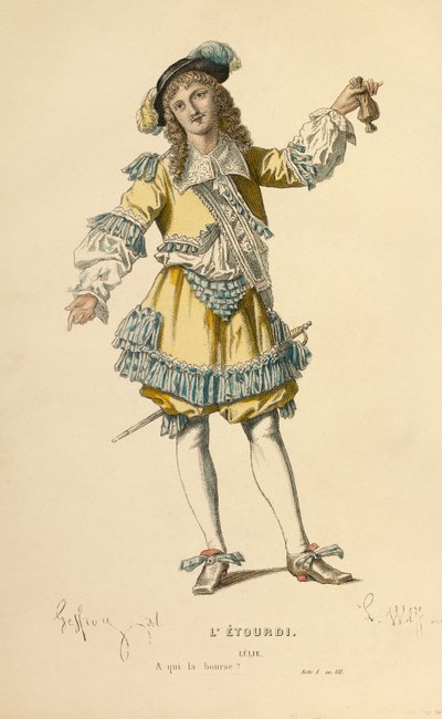 Kostym för rollen som Lelie, ca 1868 (gravyr) av Edmond Aime Florentin Geffroy
