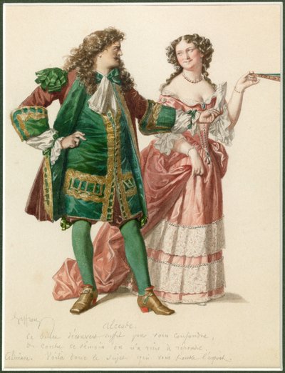Porträtt av Alceste och Celimene, ca 1870 (akvarell) av Edmond Aime Florentin Geffroy