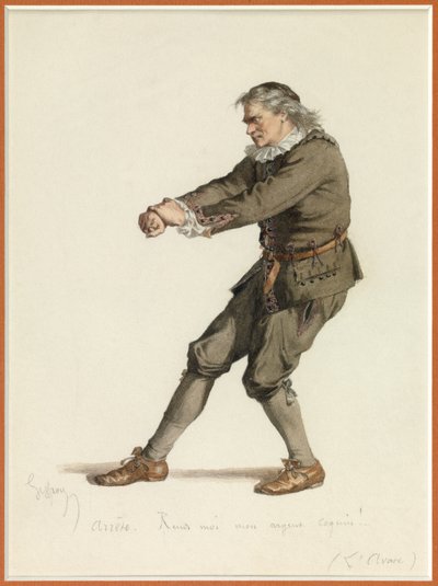 Porträtt av Harpagon, ca 1870 (akvarell) av Edmond Aime Florentin Geffroy