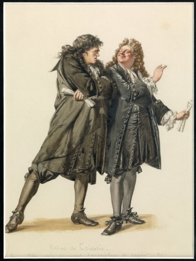 Porträtt av Vadius och Trissotin, ca 1870 (akvarell) av Edmond Aime Florentin Geffroy
