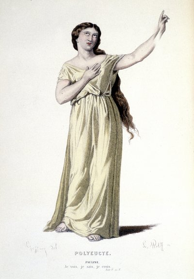 Karaktären av Pauline i tragedin Polyeucte martyr - Full Theatre: (Samling av pjäser av Corneille) teckning av Geffroy, gravyr av L. Wolff - ed. Laplace, Sanchez et Cie, Paris 1884 av Edmond Aime Florentin Geffroy