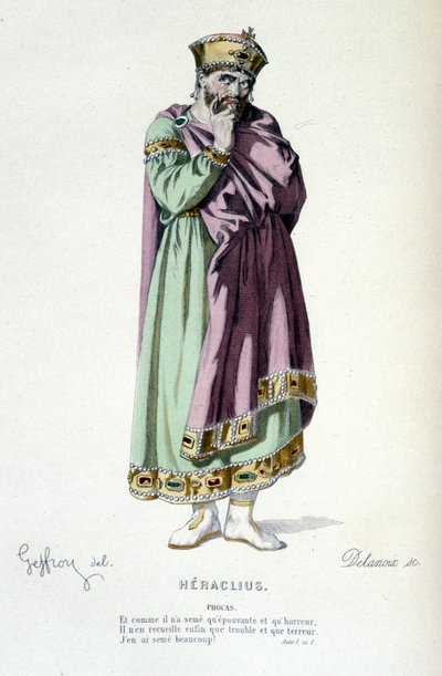Karaktären av Phocas i tragedin Heraclius - Full Theatre: (Samling av pjäser av Corneille) teckning av Geffroy, gravyr av Delanoix - ed. Laplace, Sanchez et Cie, Paris 1884 av Edmond Aime Florentin Geffroy