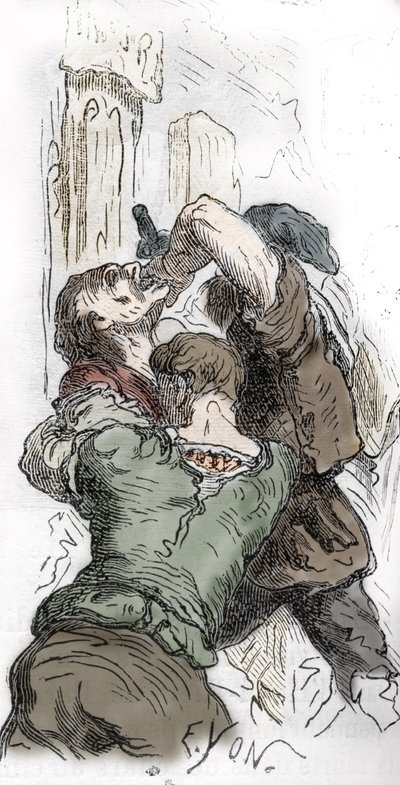 digerdöden: slakt av judar, 1348, illustration från "Histoire-populaire-de-France" av Charles Lahure, 1866 av Edmond Charles Yon