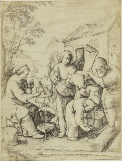 Fotoreproductie van de gravure Chipsdörren Hieronymus Wierix Marker (titel på objekt) av Edmond Fierlants