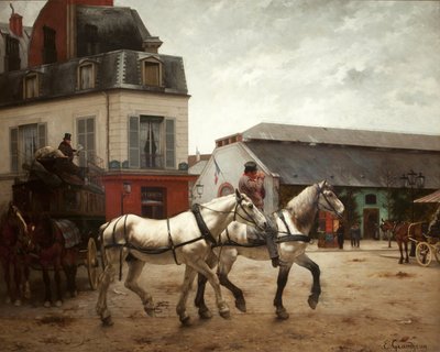 En busshållplats på Place de Passy av Edmond Georges Grandjean