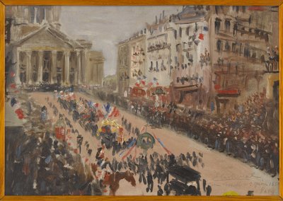 Victor Hugos begravning, processionen på rue Soufflot, år 6-1885 (olja på duk) av Edmond Lachenal
