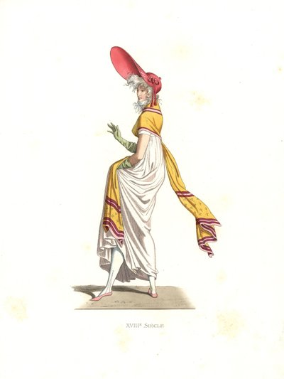 Fashionabla kvinna Merveilleuse, Frankrike av Edmond Lechevallier Chevignard