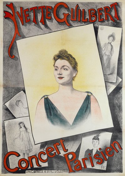 Yvette Guilbert Parisian Concert, 1890. av Edmond Marie Höner